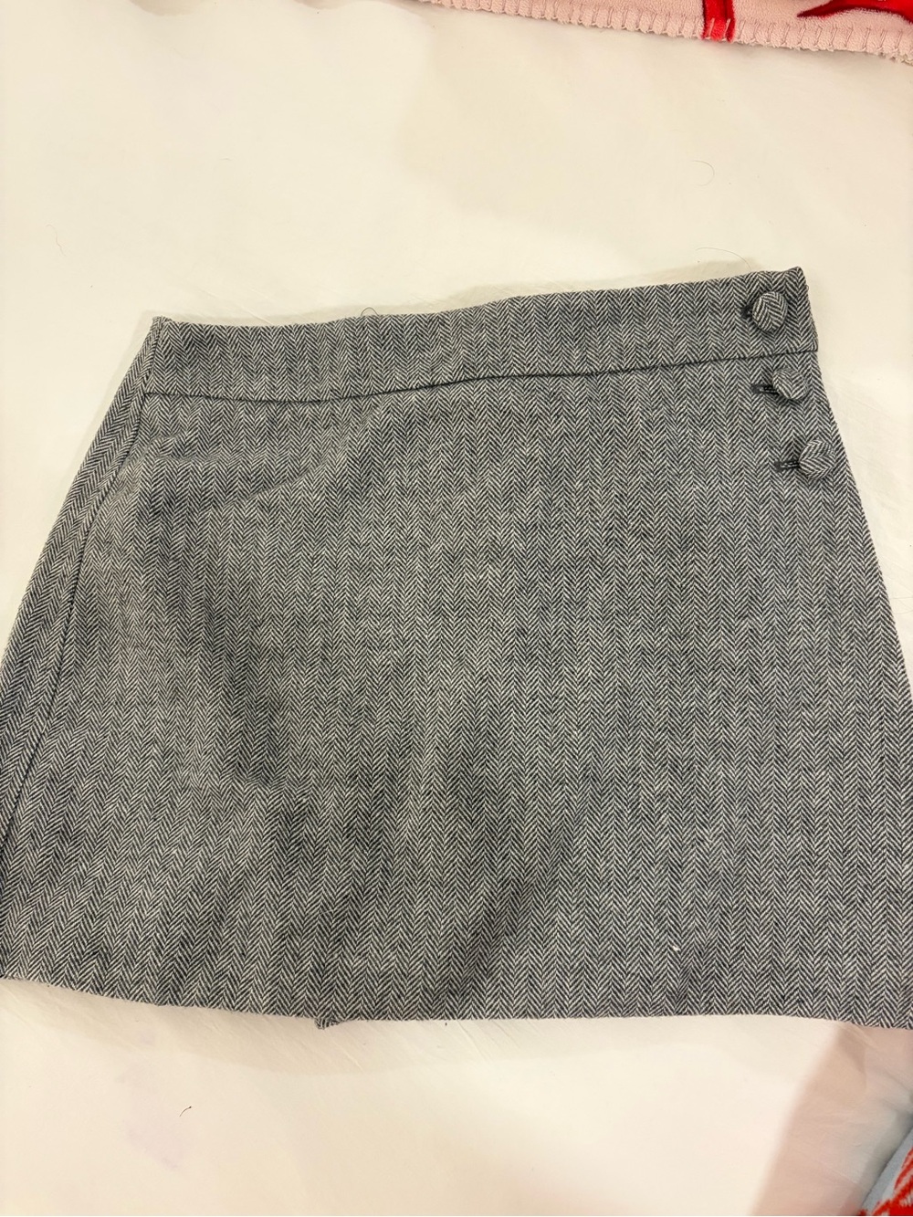 Christian Lacroix Grey Herringbone Mini Skirt